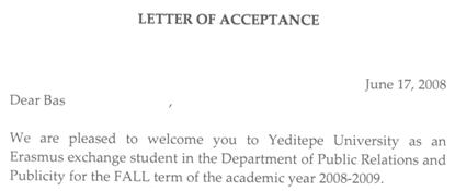 Letter of Acceptance